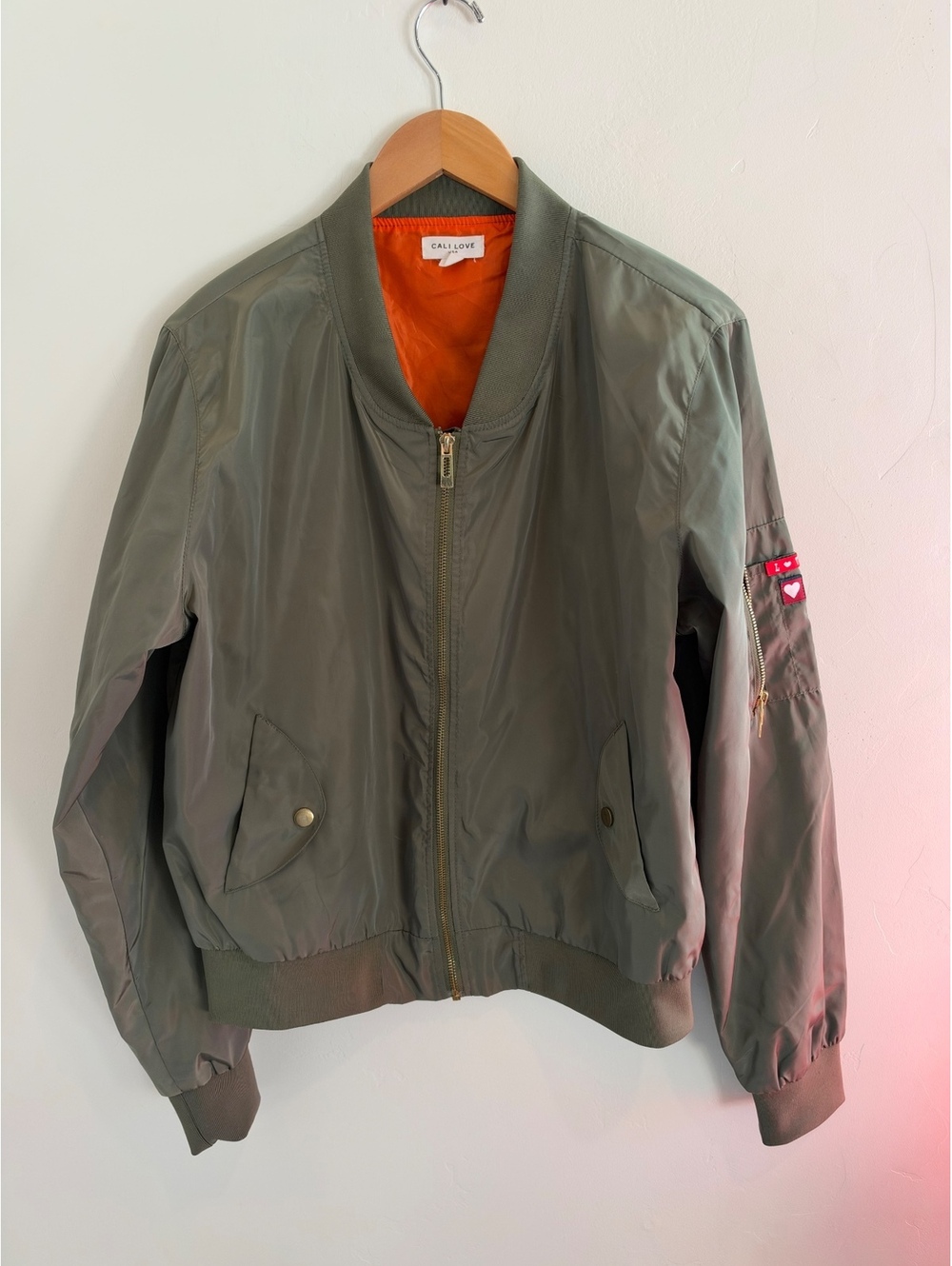 Cali Love USA Olive Green LOVE Bomber Jacket Women’s XL